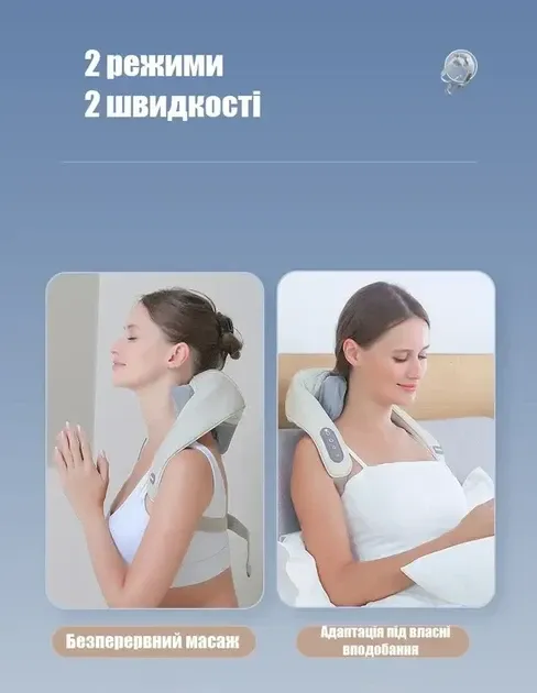 Массажер для шеи и плеч HJ-188 с подогревом, 8 режимов массажа, аккумулятор 2000mAh, портативный Одесса - изображение 5