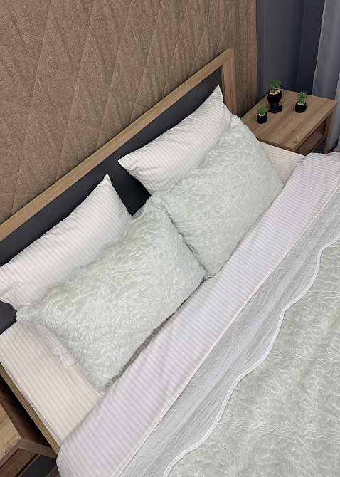 Покривало двостороннє з хутром 210x230 (+-10 см) і 2 наволочки колір молочний (85-152) Київ - фото 8