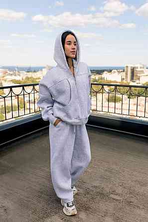 Жіночий теплий костюм двойка вільного крою на кожен день турецька тринитка на флісі Меланж Одеса
