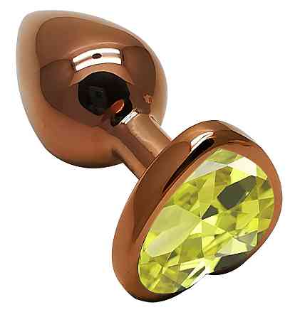 Анальная пробка с кристаллом EGZO - Dark Gold Heart Plug Lime, size S Sex Aura Киев