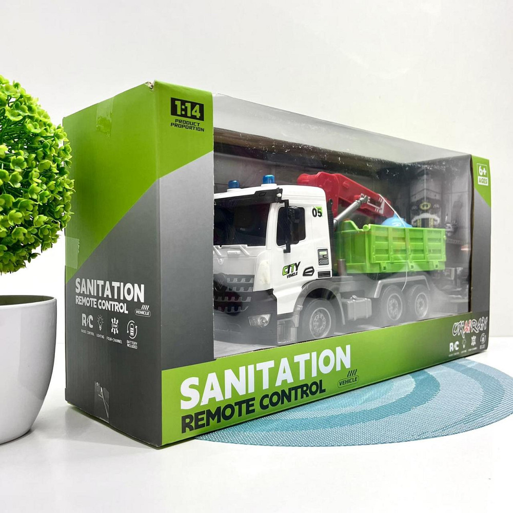 Машина сміттєвоз на радіокеруванні світлові ефекти 29 см Зелена вид 2 (YJ-117-1-2) Чернігів - фото 8