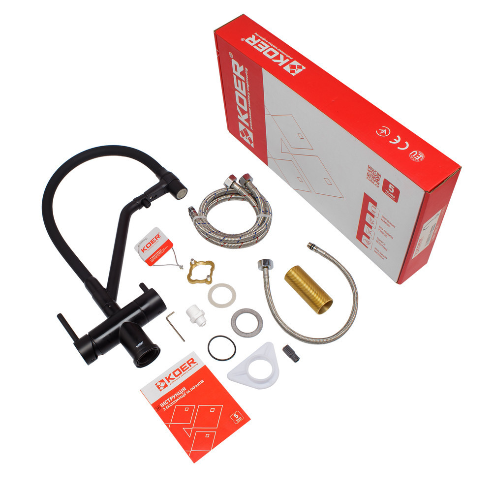 Кухонный смеситель с силик. изливом и вых. для питьевой воды KOER KB-72006-05 (KR3380) Киев - изображение 2