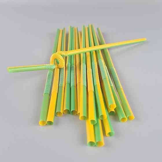Трубочка-соломка для напитков с гофрой d6,0 -26см Желто-зеленая  Артистик (100 шт) Харьков