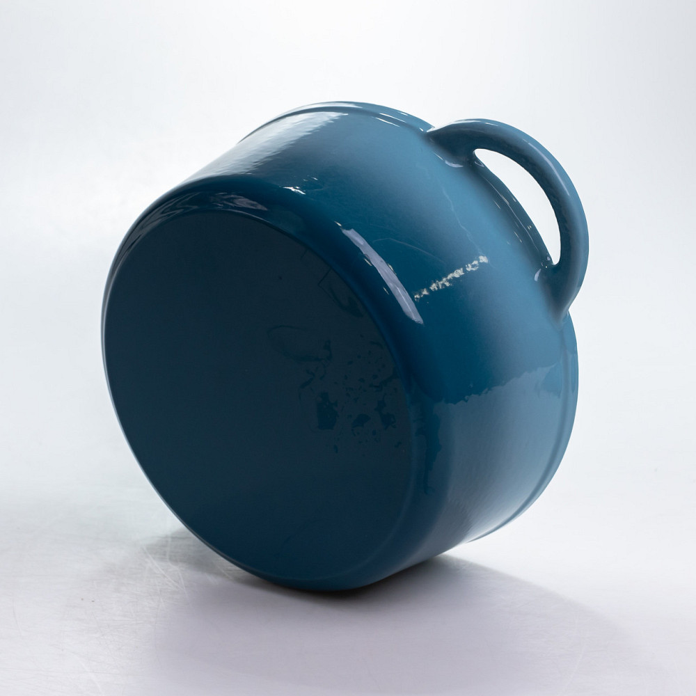 Каструля чавунна 2.5 л емальована з кришкою посуд для тушкування запікання томління кухонна Синя HP-1-14-BLUE Коломия - фото 8