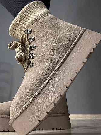 Уггі жіночі Hengji 007-3 замшеві шнурівка зі шкарпеткою бежеві, 36, 23 см Київ
