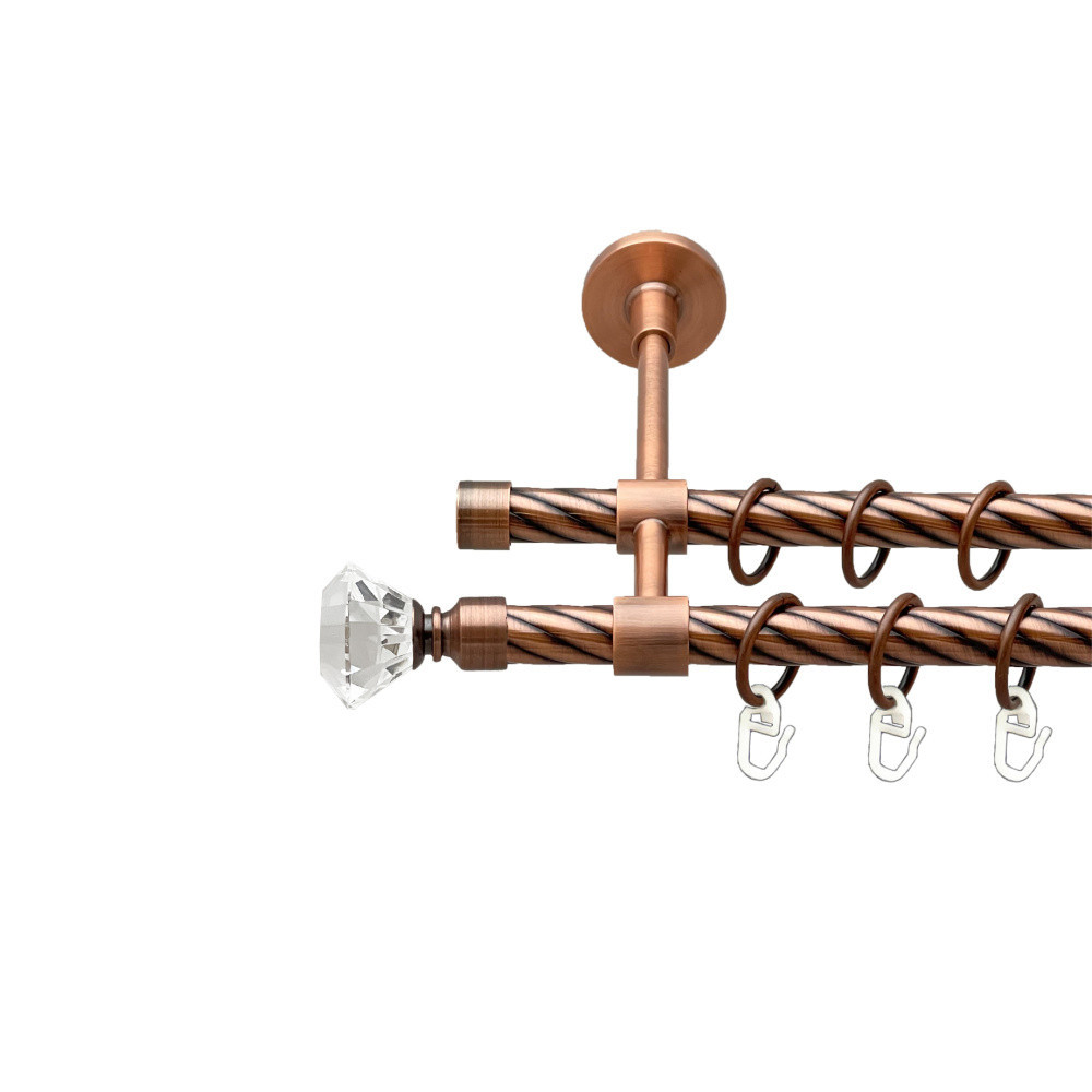 Карниз Orvit Спектралія металевий дворядний закритий скручена труба кільце металеве Мідь 16\16 мм 240 см Львов - изображение 1