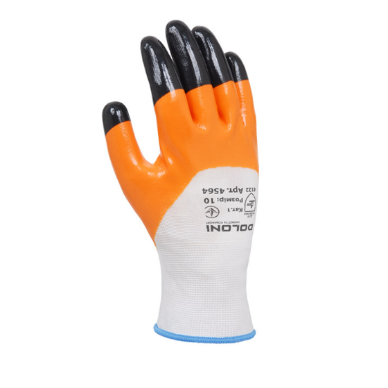 Рукавички 4564 трикотаж нітрилове покриття неповний облив р.10(XL) помаранчевий ДКГ Житомир