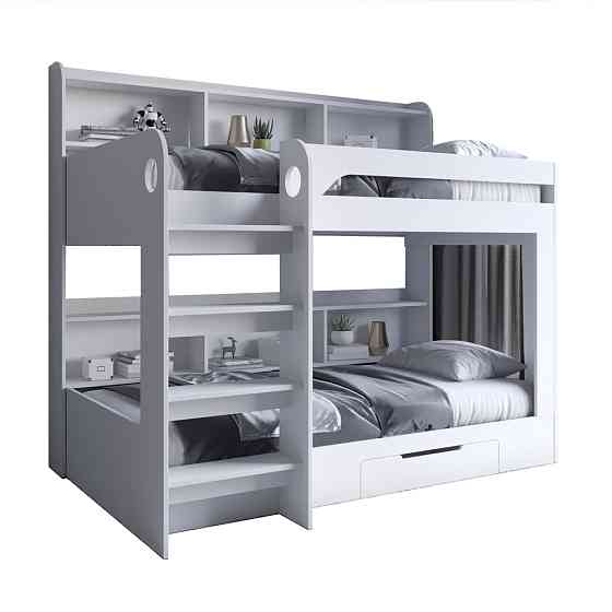 Дитяче двоярусне ліжко LION Майнкрафт 90х190 см з шухлядою Німфея Альба (білий) (LION-041541) ТОП Львів