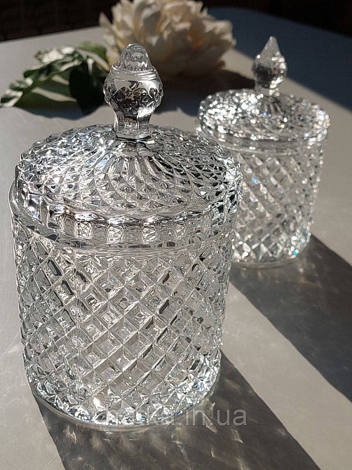 Цукерниця ємність для зберігання скляна "Діамант 730" 600 мл 10,5х16 см товсте прозоре скло Київ - фото 1