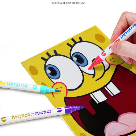 Двосторонні акрилові маркери, 12 шт. (24 кольори), для паперу, скла, дерева Кам'янець-Подільський