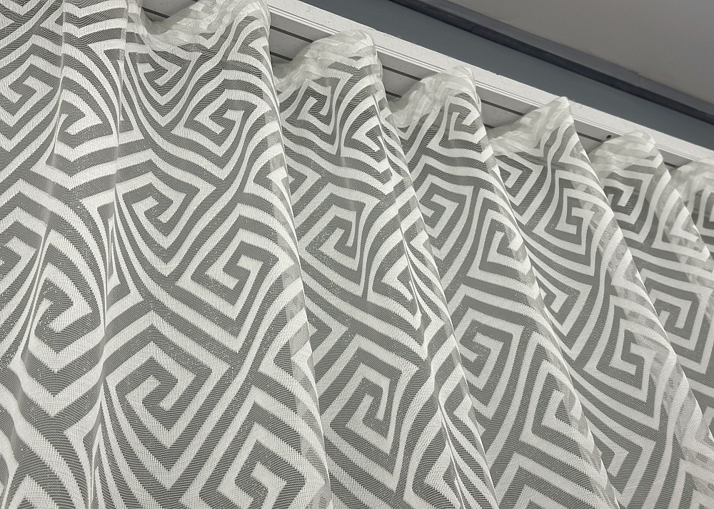 Тюль жакард, колекція "Ромб Меандр" колір молочний 1556т Київ - фото 5