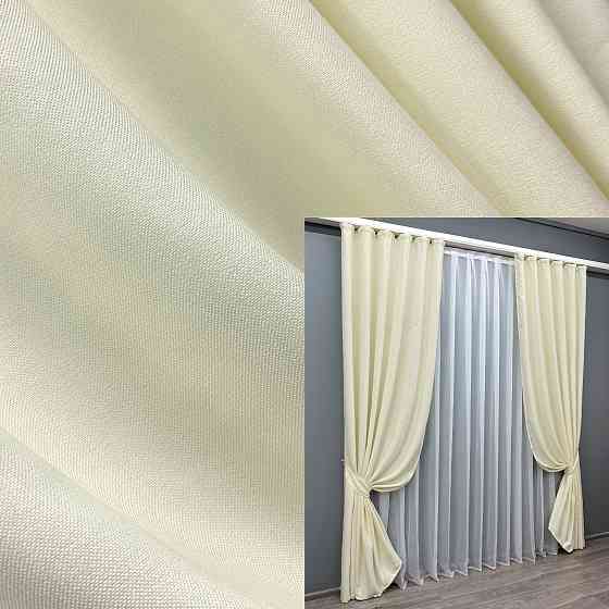 Комплект готових штор VR-Textil Льон Парма № 1736ш Молочный 150х270 см 2 шт (33-0647) Киев