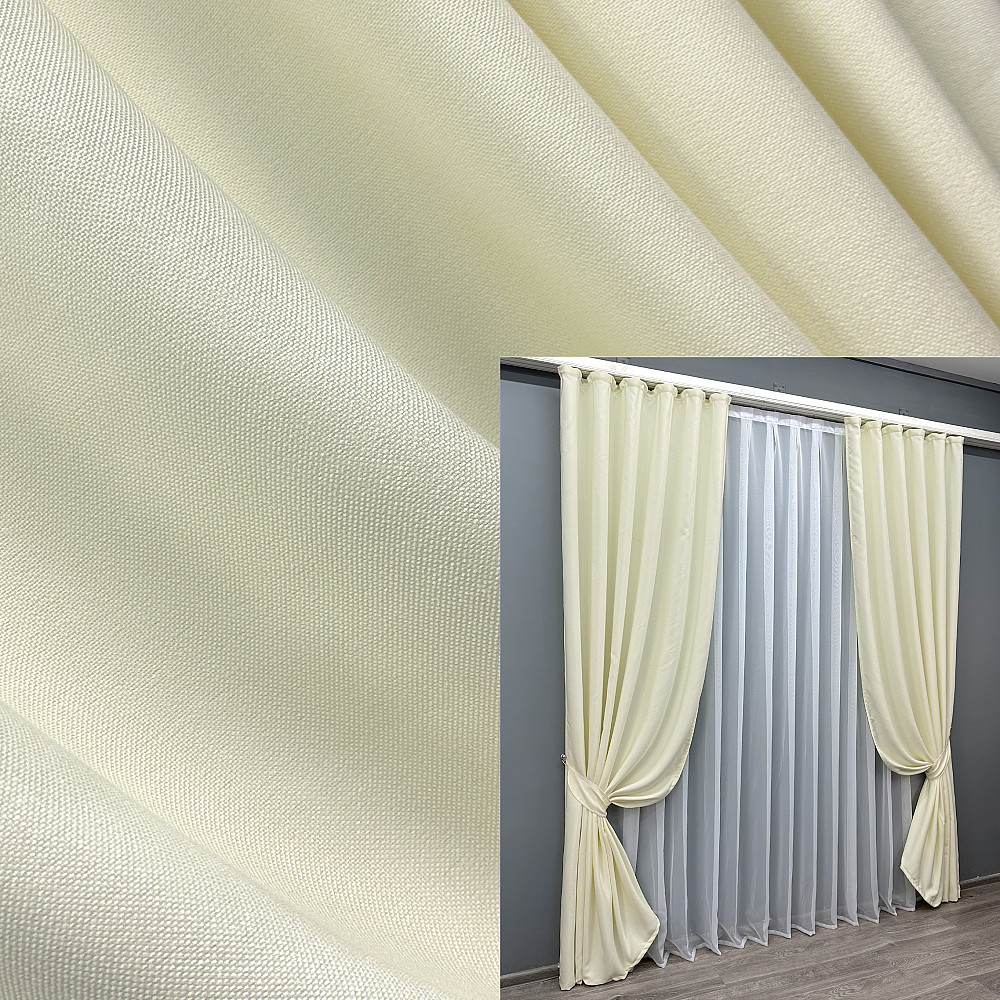 Комплект готових штор VR-Textil Льон Парма № 1736ш Молочный 150х270 см 2 шт (33-0647) Киев - изображение 1