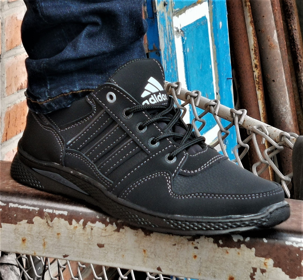 Кроссовки Adidas Мужские Чёрные Кожаные Адидас (размеры: 41,42,43) Видео Обзор Днепр - изображение 6