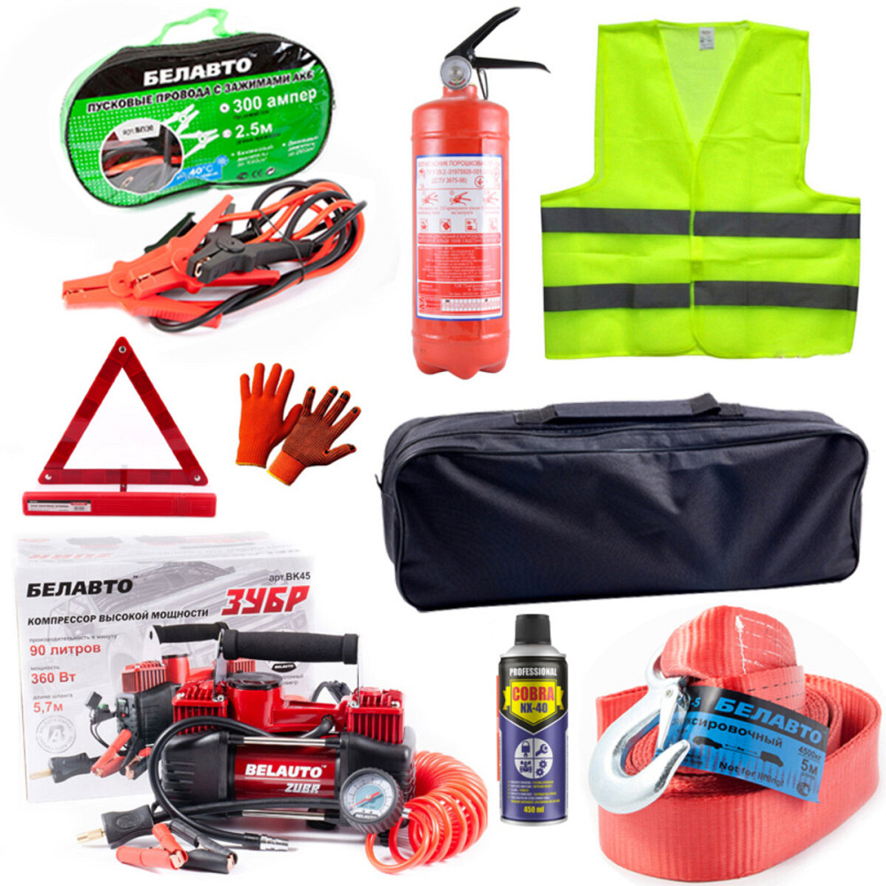 Набір автомобіліста з компресором та буксирувальним тросом Київ - фото 1