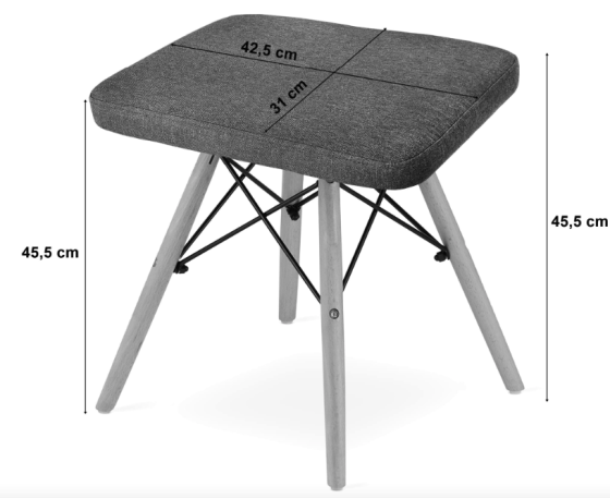 Табурет Leobert Werk квадратний з дерев'яними ніжками сірий Київ