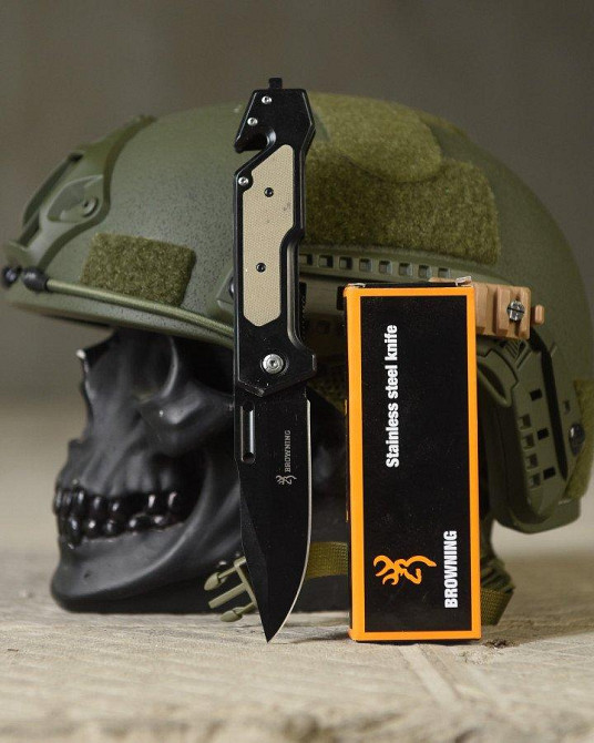 Ніж складань Browning зі стропорізом black/grey ВТ4793 Одеса - фото 6