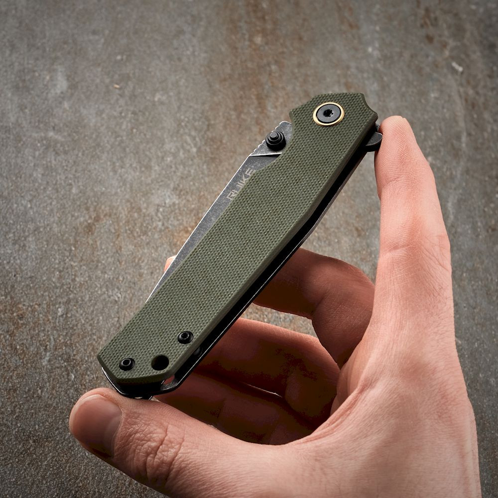 Ніж складаний туристичний Ruike P801-G, (8.6 см) 14C28N / G10 оливковий Киев - изображение 19