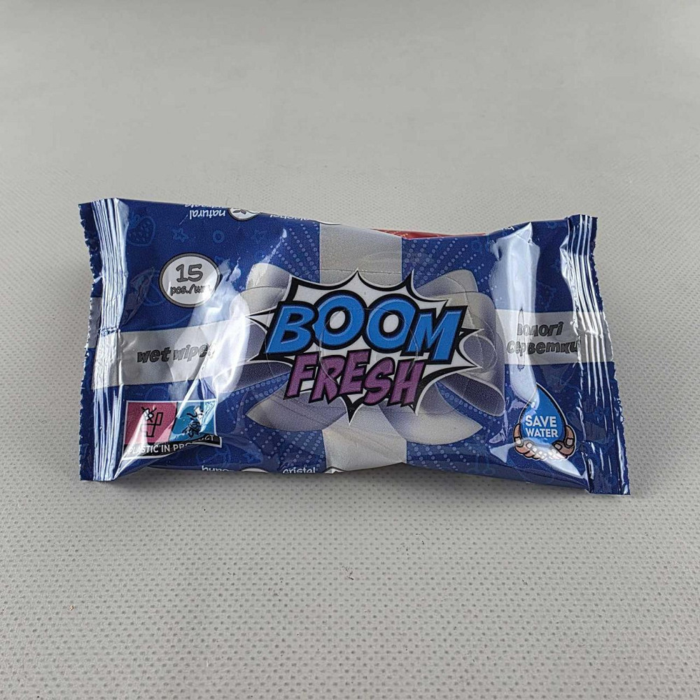 Волога серветка 15 шт "BOOM FRESH" синя (1 пачка) Харків - фото 1