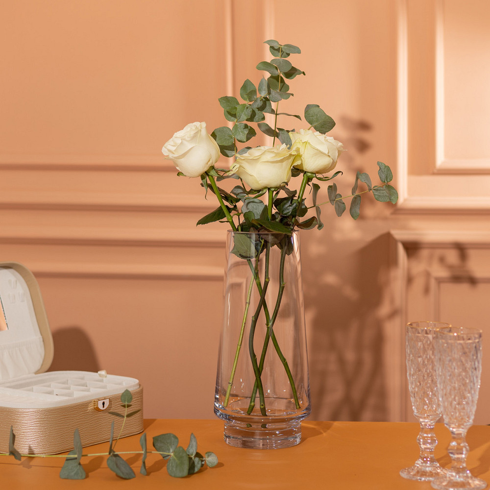 Скляна декоративна ваза для квітів 30 см прозора ваза для інтер'єру 2.6 л HP-10-19 Коломия - фото 3