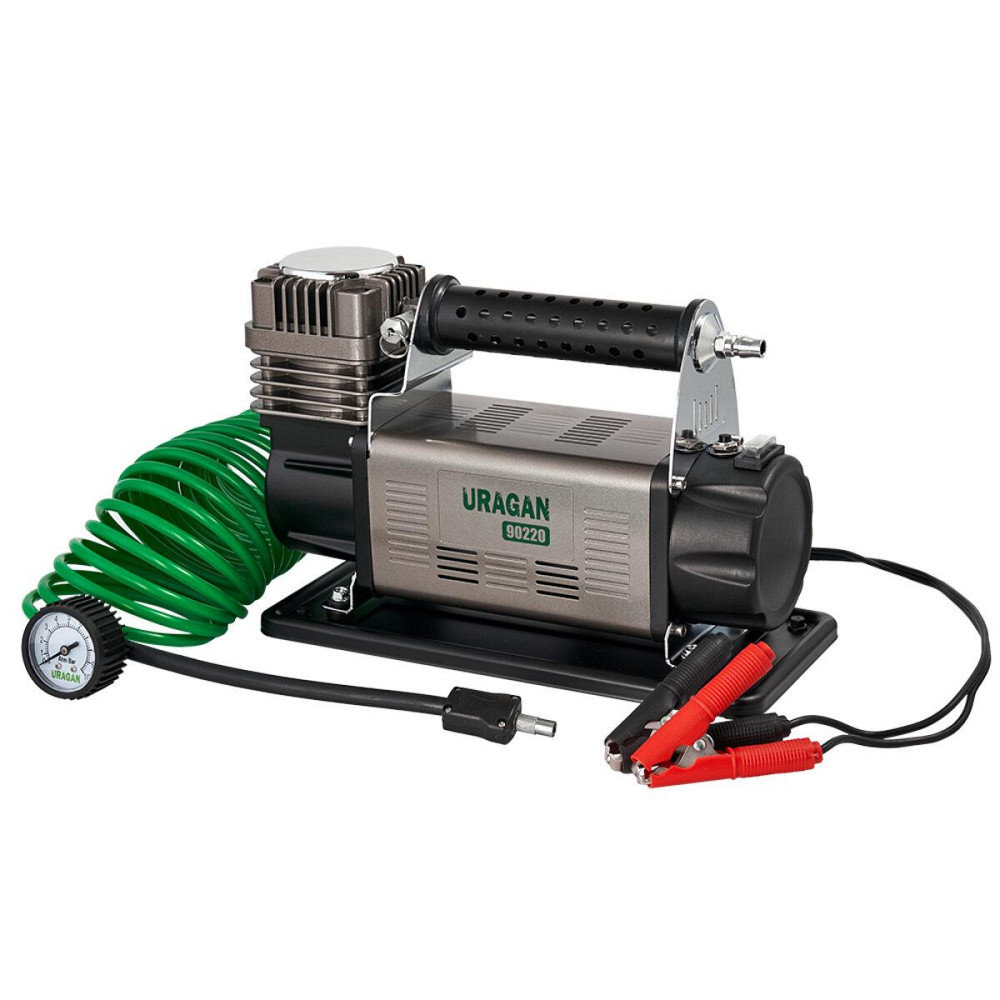 Компрессор автомобильный Uragan 10Атм 160л/мин 600Вт с зажимами АКБ Киев - изображение 1