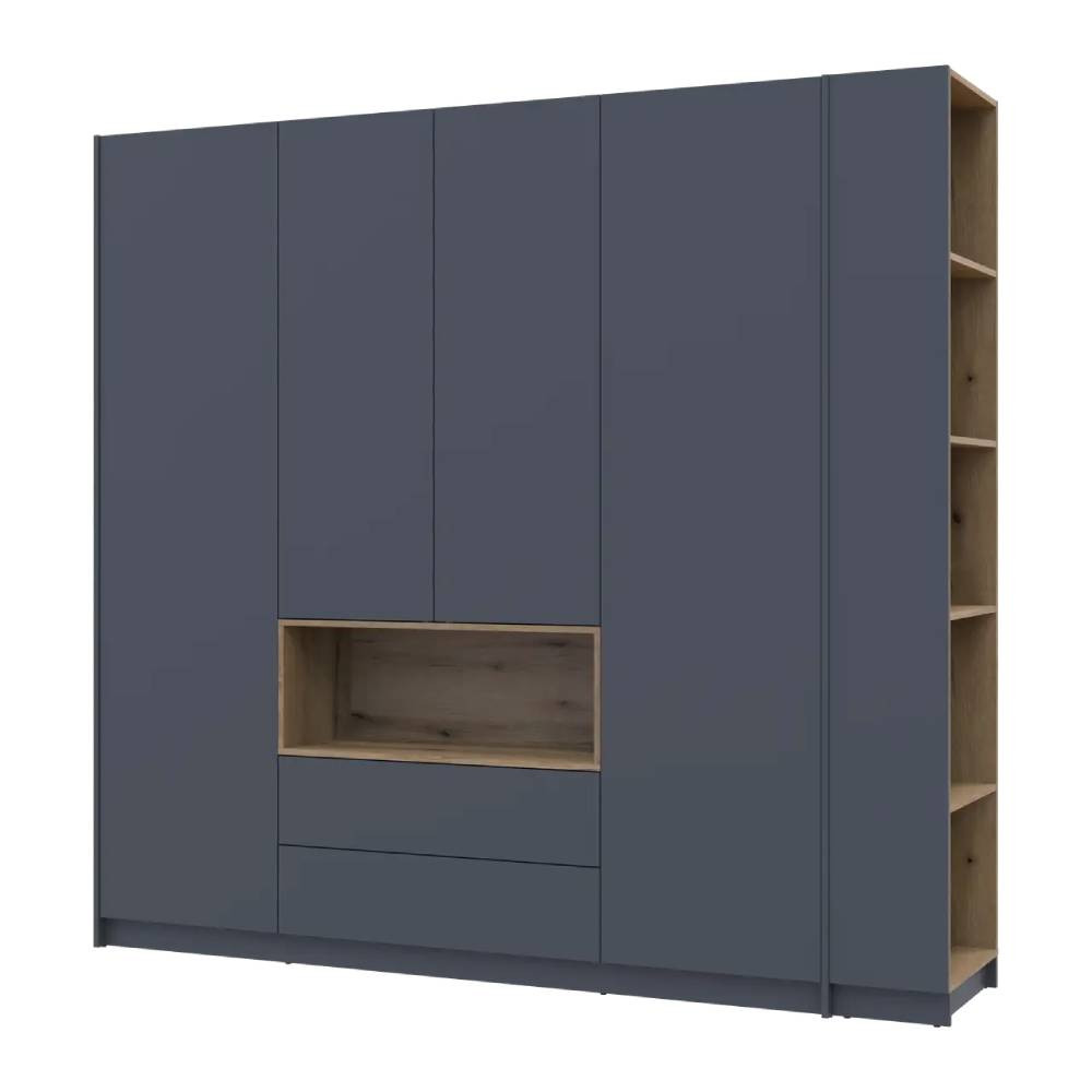 Шафа для одягу з нішою та етажеркою Doros Дейл Графіт/Дуб Евок 4 ДСП 234х52х220 DRS-011727 (44900339) Дніпро - фото 2