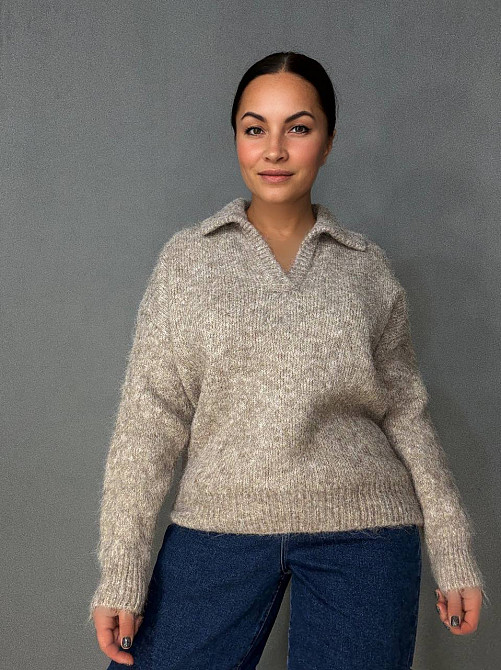 Светр жіночий A-N 19-1 з коміром поло теплий вільний, бежевий, one size Київ - фото 9