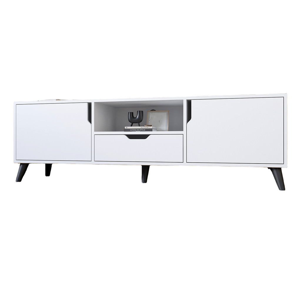 Тумба під телевізор з чорними ніжками М-ЗОН Борн 1600 Німфея Альба (білий) (MZN-031086) Львів - фото 2