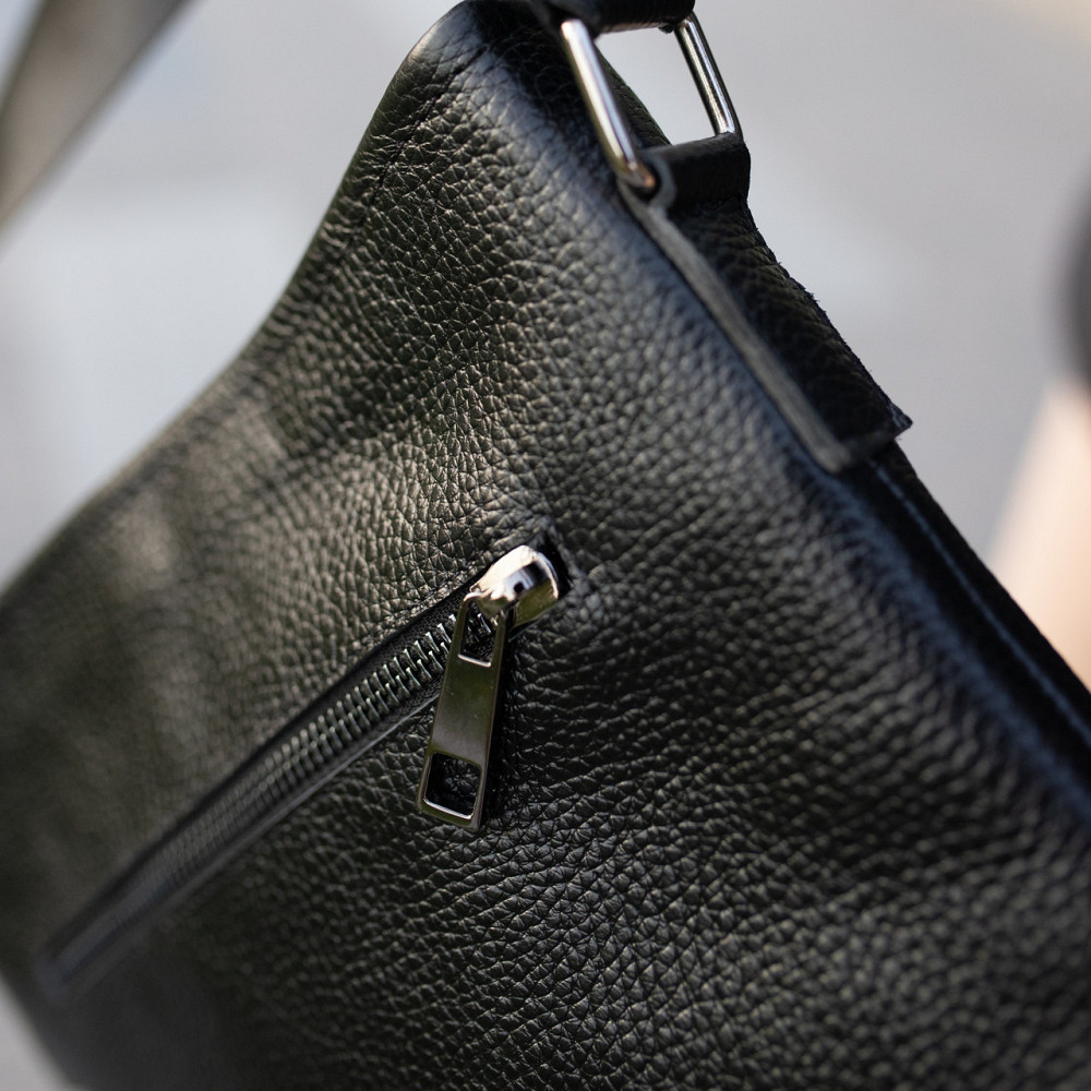 Барсетка через плечо мужская из натуральной кожи молодежная, чернаяMasterSem Киев - изображение 3