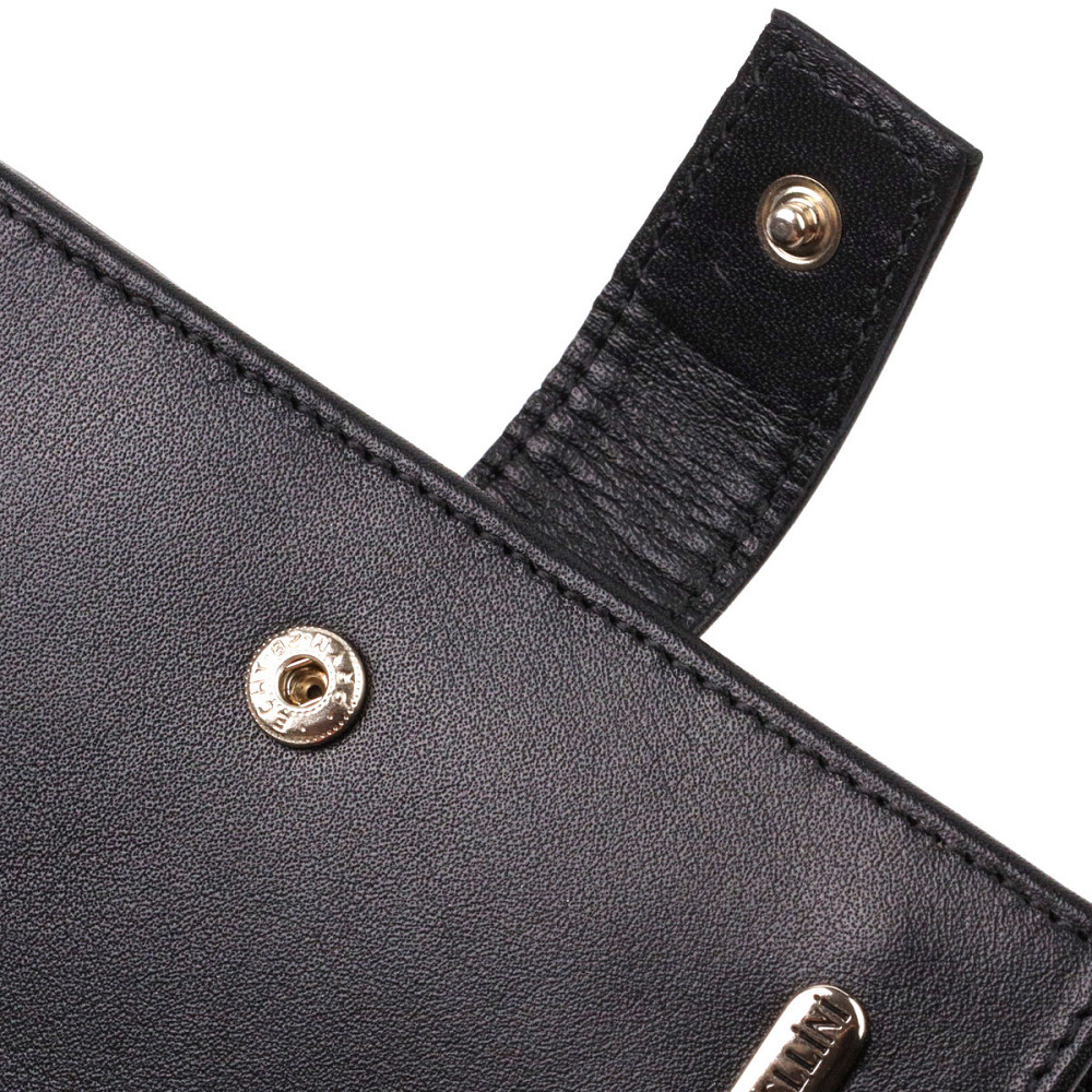 Классическое вертикальное мужское портмоне среднего размера из натуральной гладкой кожи Черное (CANPELLINI) Киев - изображение 9