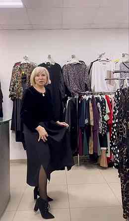 Жіноча стильна сукня батал вільного крою з кишенями дабл шовк + королівський велюр 54/58 Одеса