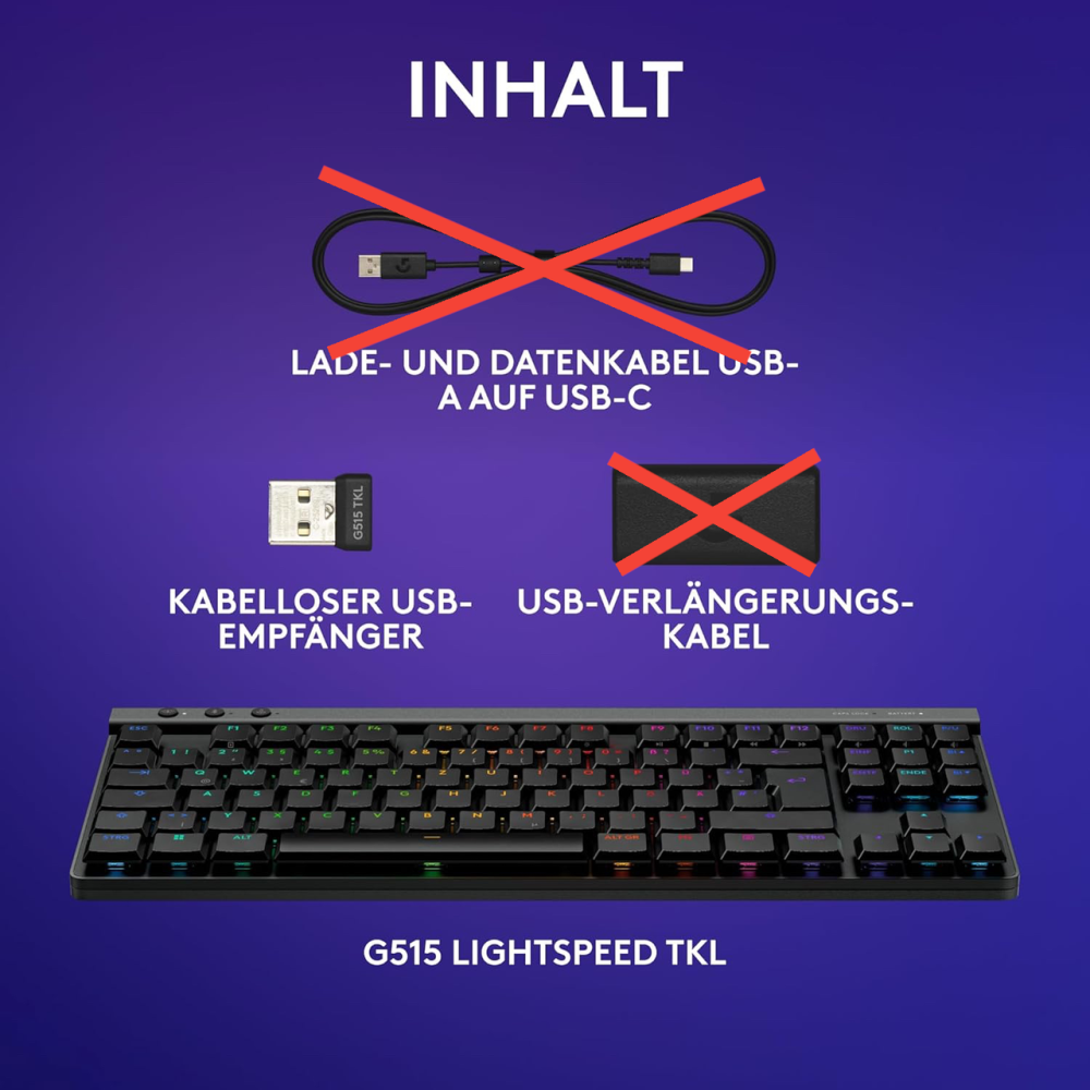 Беспроводная игровая клавиатура Logitech G G515 с RGB-подсветкой, низкопрофильная механическая, QWERTZ черная Киев - изображение 8