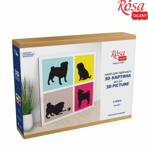 Набор картина 3D «4 Dogs» МДФ грунтованное 3 слоя 30х30см ROSA TALENT Киев