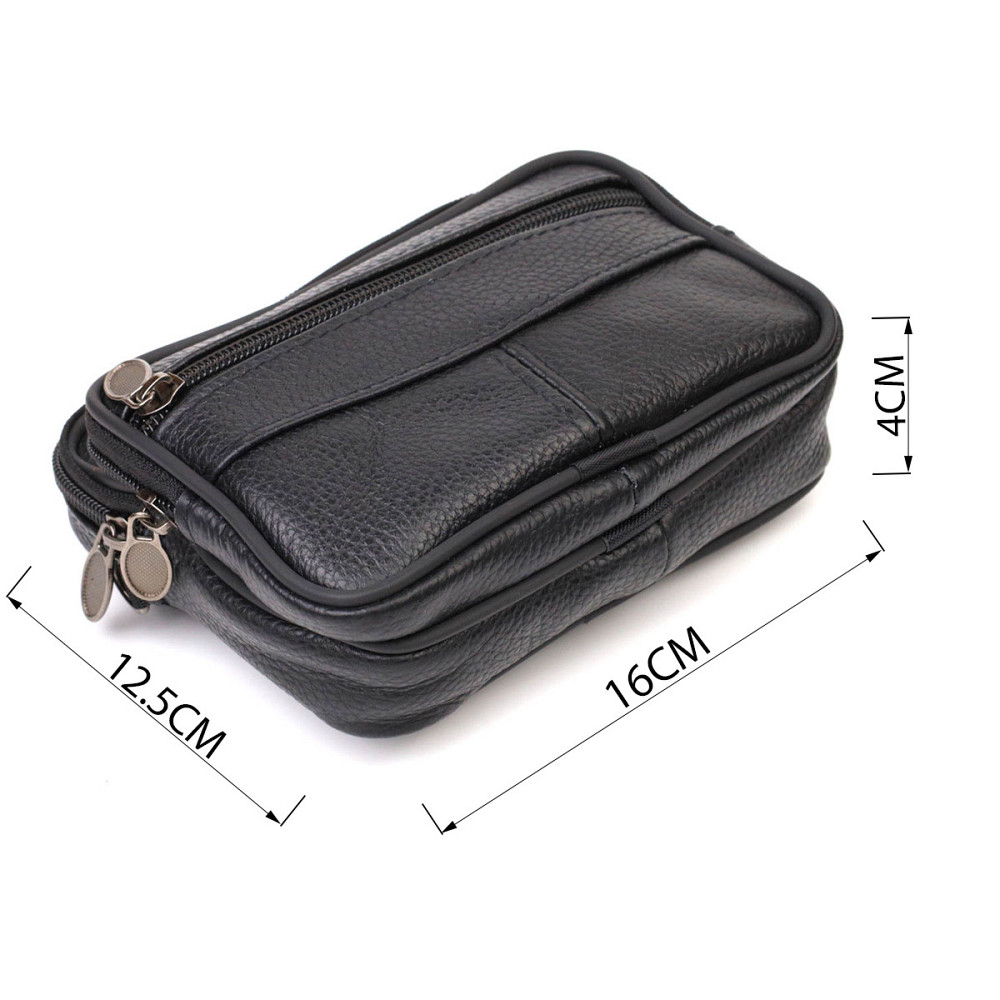 Горизонтальна поясна сумка для чоловіків з натуральної шкіри 21485 Vintage Чорна Київ - фото 9