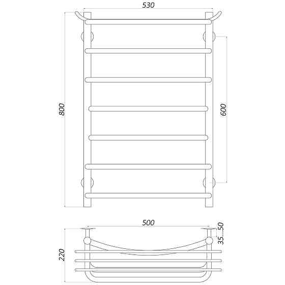Полотенцесушитель UNIO Zp W 800-500-7 Зета с полкой вода Киев