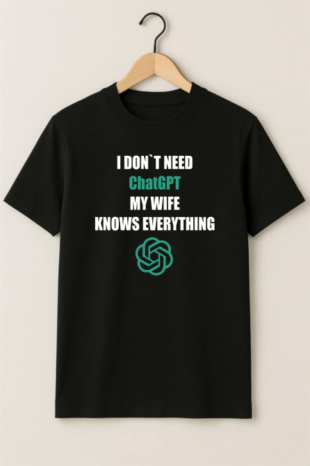 Футболка с принтом “I Don’t Need ChatGPT, My Husband Knows Everything” Хаки, M Черновцы - изображение 1