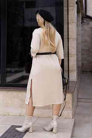 Трикотажное платье свободного кроя Berry батал 54-56, Бежевый Киев