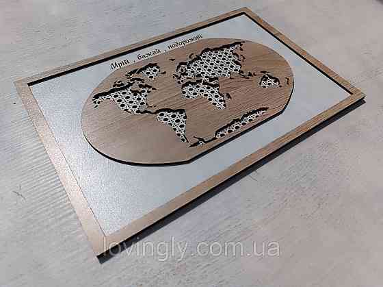 Карта світу. Об'ємна карта світу в рамці. Декор для дому. Ірпінь