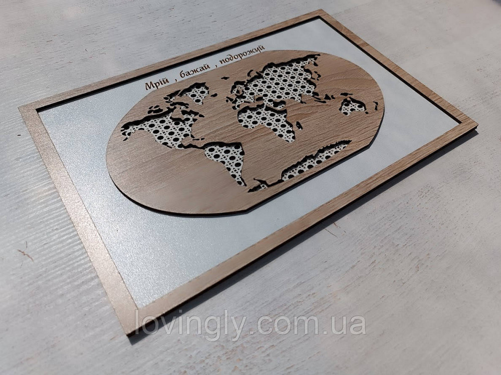 Карта світу. Об'ємна карта світу в рамці. Декор для дому. Ірпінь - фото 4