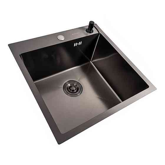 VALESO Кухонна мийка 50*50 PVD чорна DECOR Valeso Handmade (сифон круглий, 3,0/0,8) Київ