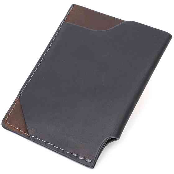 Цікавий картхолдер з утримувачем для Apple AirTag з натуральної шкіри Чорний (GRANDE PELLE) Київ