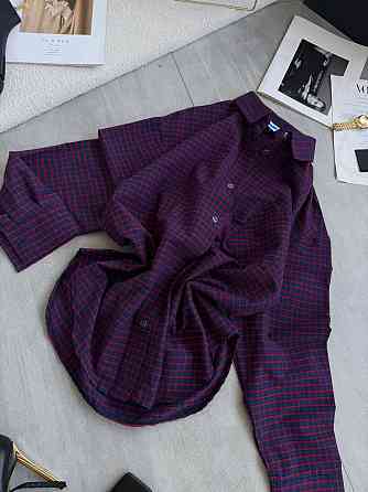 Жіноча стильна сорочка оверсайз у клітинку котон стрейч Червоний Одеса