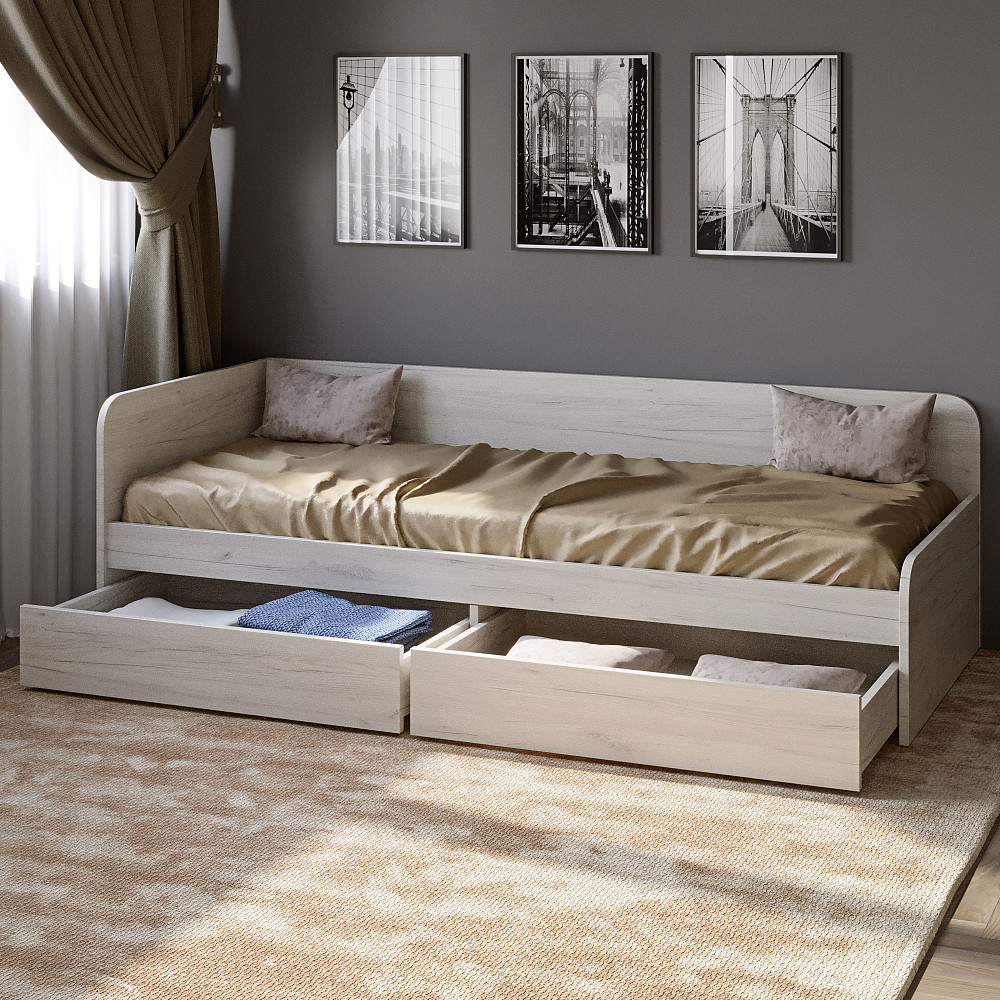 Ящики выдвижные 2 штуки Эверест для Кровати Соната-800 (к-кт) дуб крафт белый (DTM-2673) Львов - изображение 3