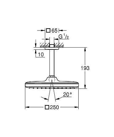 Верхній душ зі стельовим кронштейном Grohe Tempesta Cube (260088000) ( 14009 ) ( 12753 ) Харків
