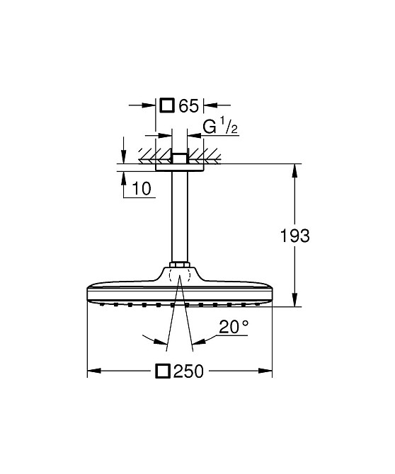 Верхній душ зі стельовим кронштейном Grohe Tempesta Cube (260088000) ( 14009 ) ( 12753 ) Харків - фото 4