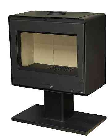 Піч-камін на дровах Hosseven 5070 P 10 кВт на витонченій ніжці-підставці сталева буржуйка з шамотом та склом верхній димохід Київ