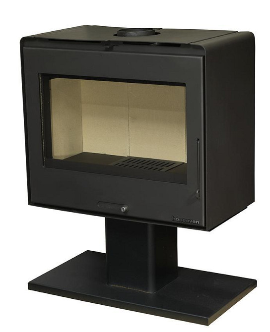 Печь-камин на дровах Hosseven 5070 P 10 кВт на изящной ножке-подставке стальная буржуйка с шамотом и стеклом верхний дымоход Тернополь - изображение 1