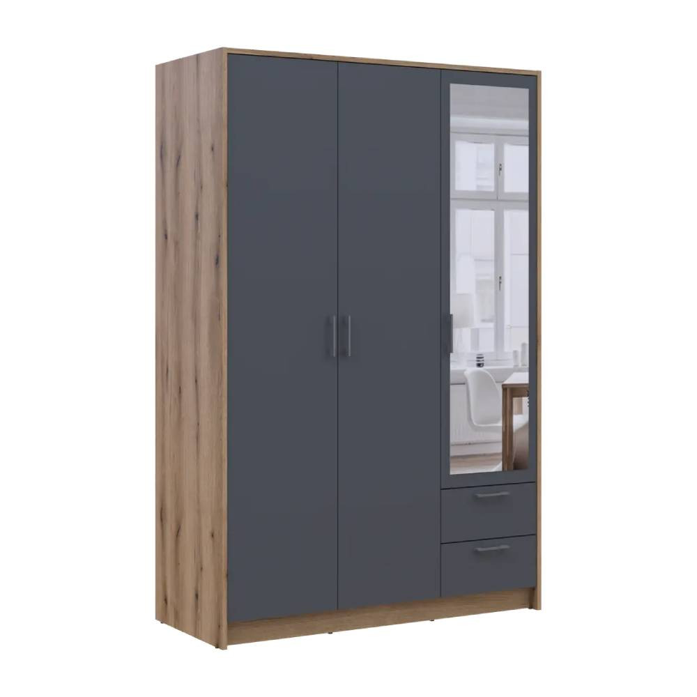 Шкаф для одежды Doros Ронди с зеркалом Дуб Артизан/Графит 3ДСП 121х52х195 DRS-011670 (80737816) Львов - изображение 6