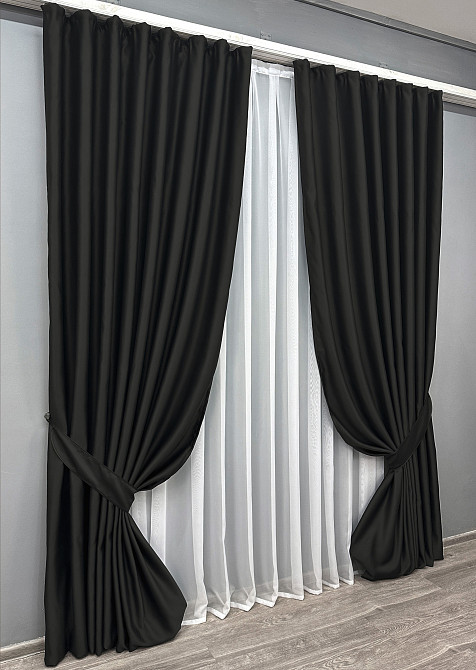 Комплект готових штор VR-Textil Bagema Rvs № 1895ш Чорний 140х270 см 2 шт (39-0085) Київ - фото 3