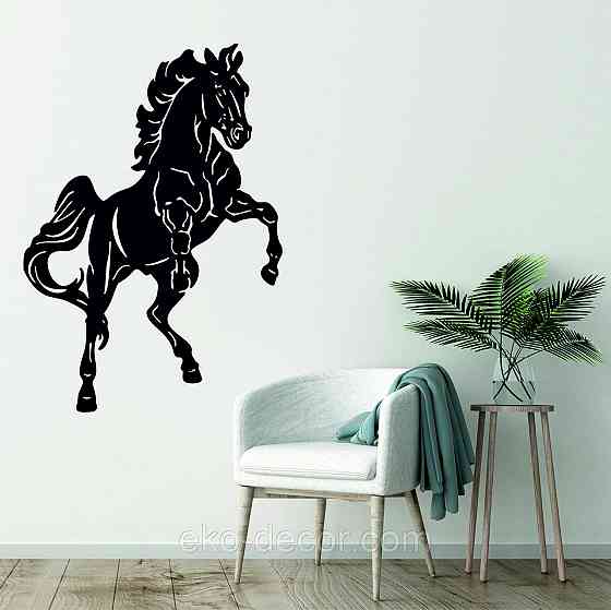 Декоративное настенное Панно «Лошадь», Декор на стену 90*63 см, Черный Киев
